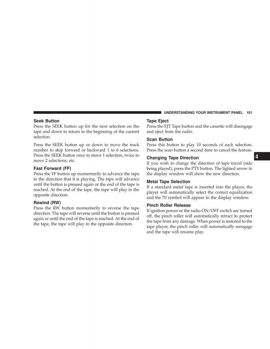 Chrysler Sebring JR27 Convertible owners manual / page 101