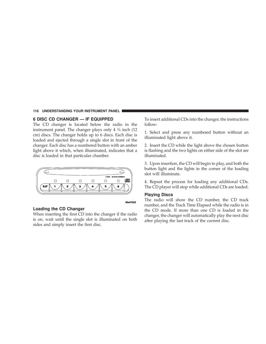 Chrysler Sebring JR27 Convertible owners manual / page 116