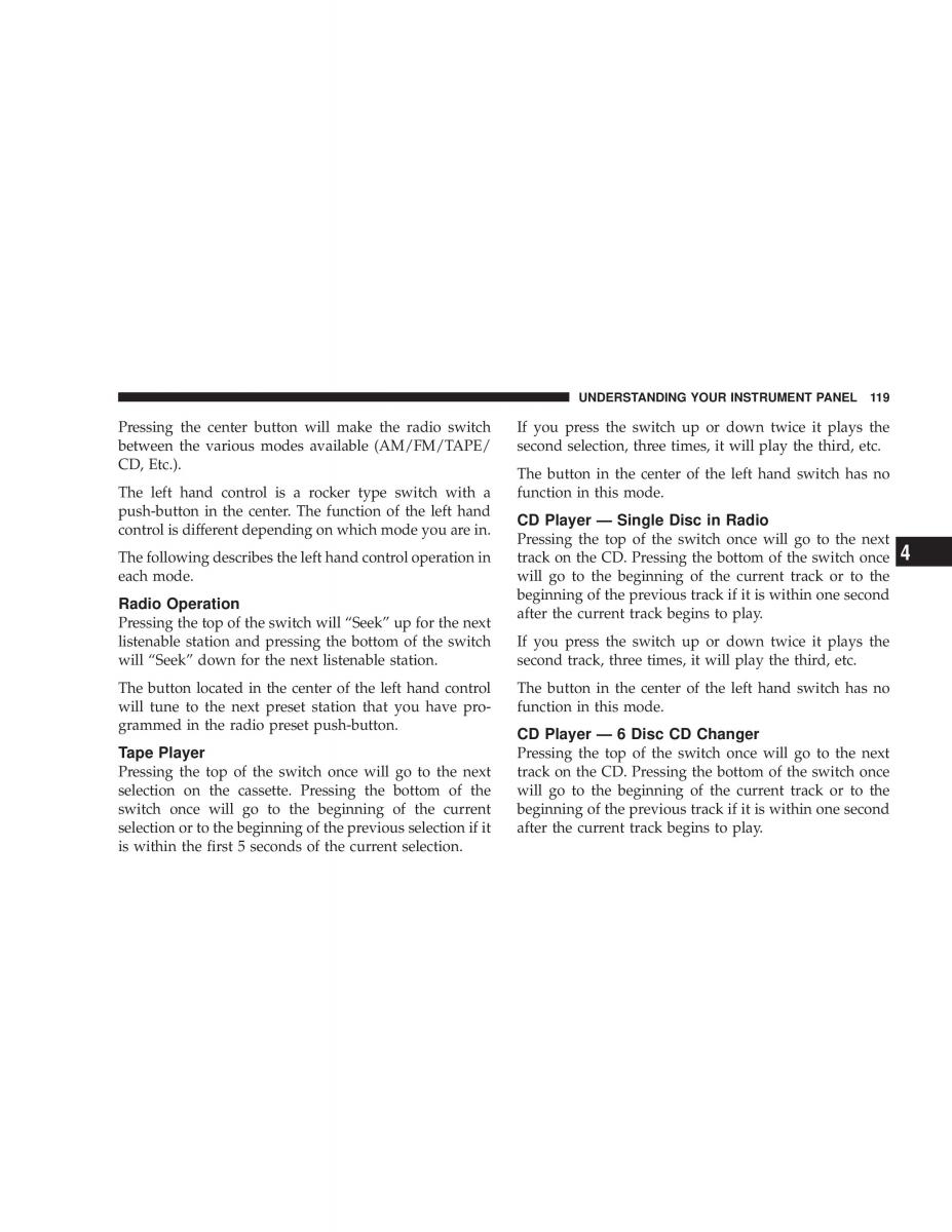 Chrysler Sebring JR27 Convertible owners manual / page 119