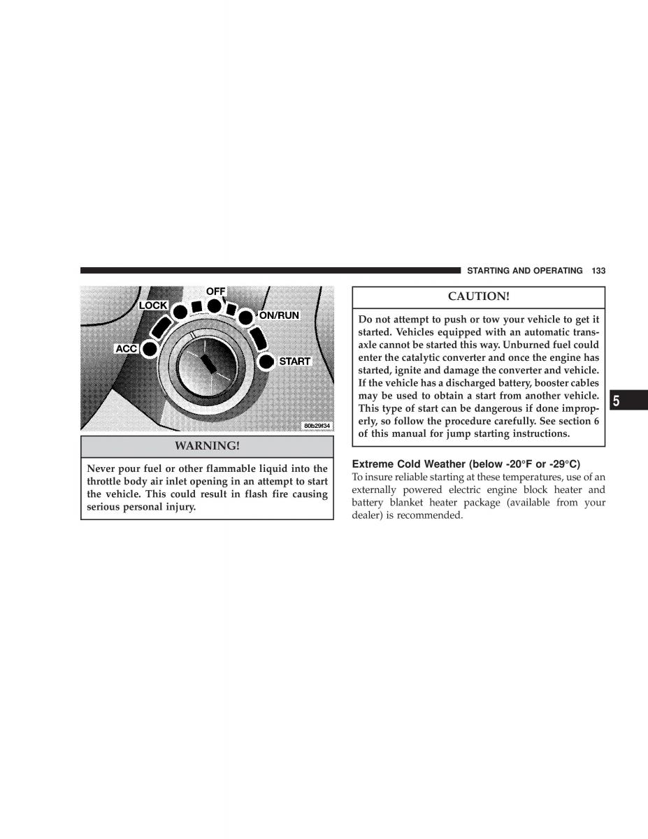 Chrysler Sebring JR27 Convertible owners manual / page 133