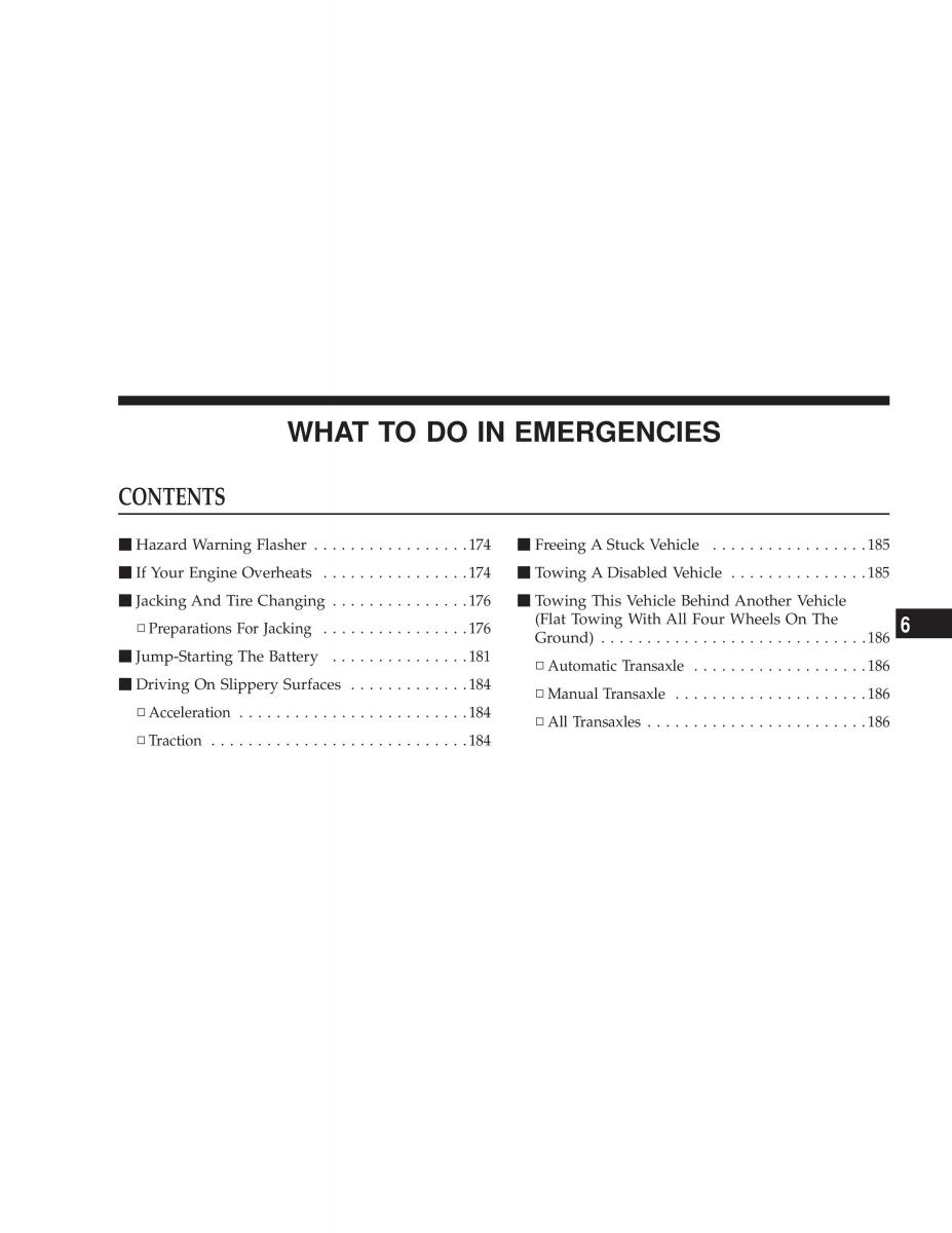 Chrysler Sebring JR27 Convertible owners manual / page 173