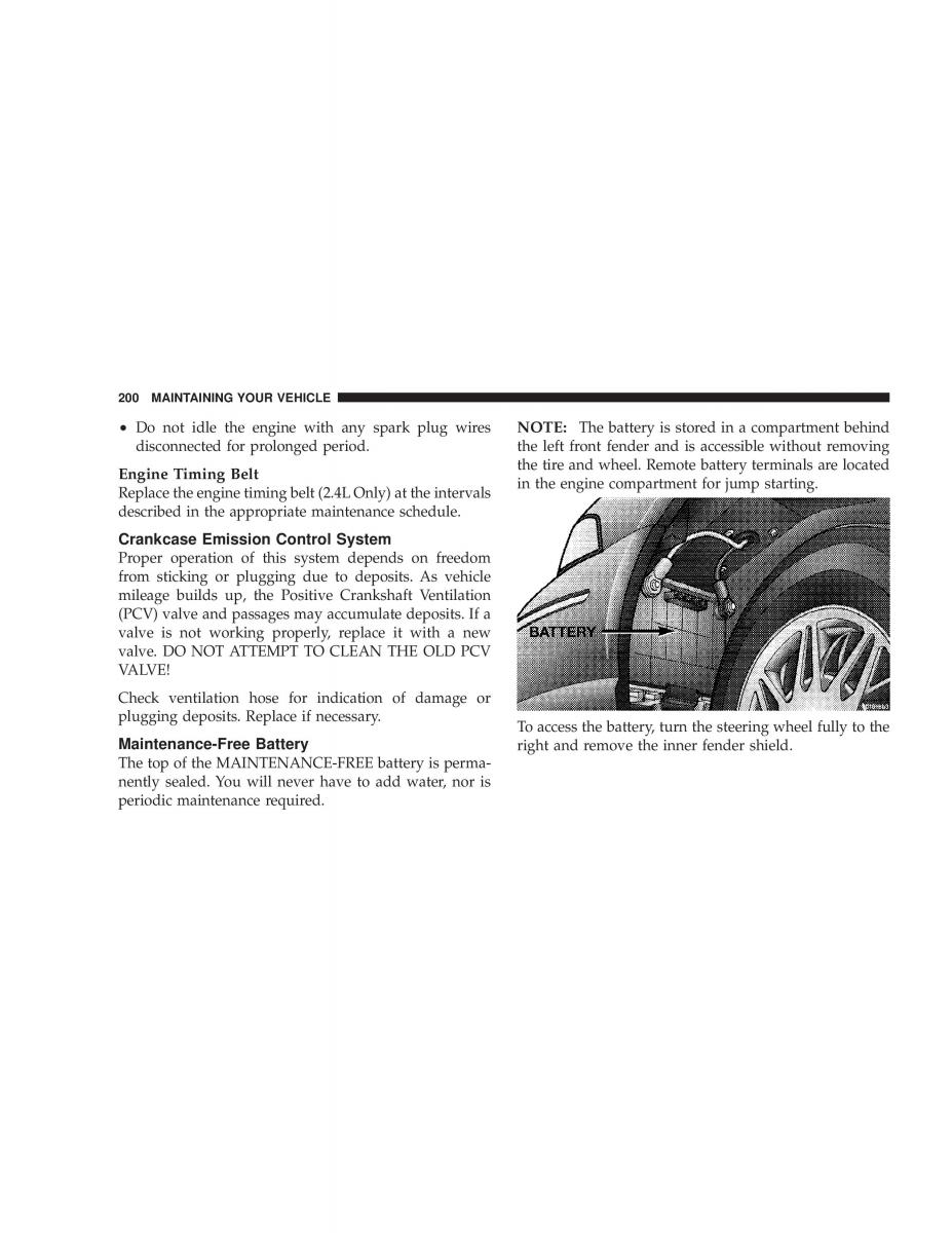 Chrysler Sebring JR27 Convertible owners manual / page 200