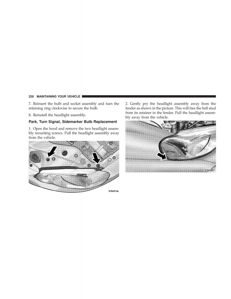 Chrysler Sebring JR27 Convertible owners manual / page 228