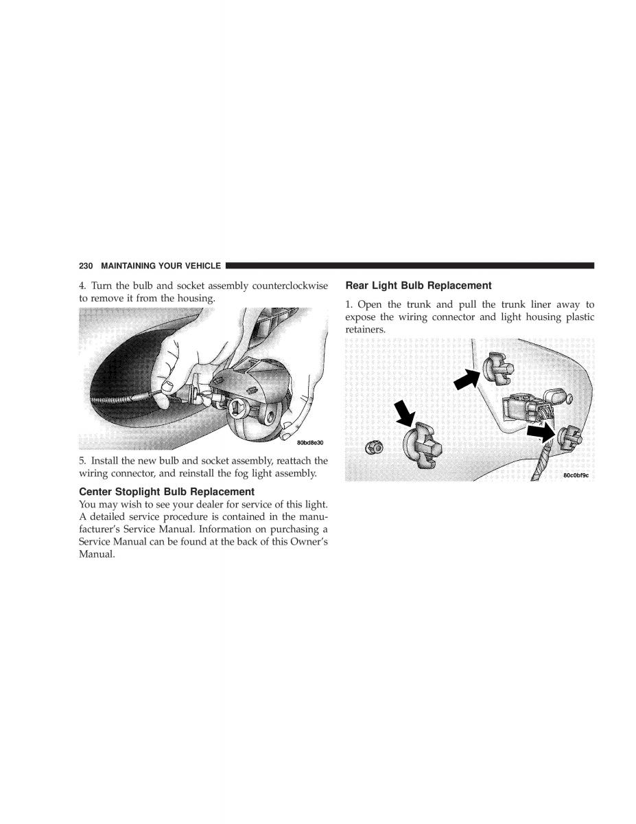 Chrysler Sebring JR27 Convertible owners manual / page 230