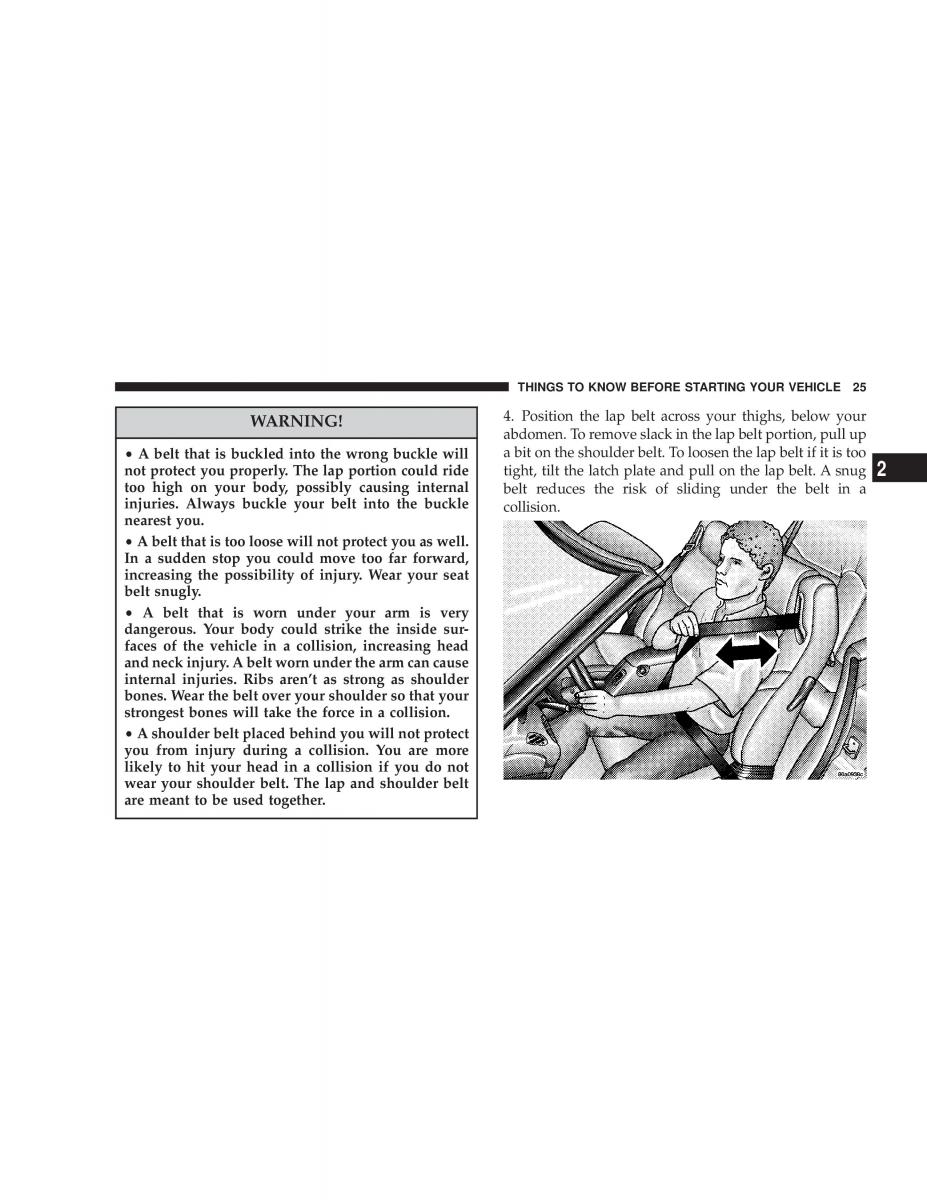 Chrysler Sebring JR27 Convertible owners manual / page 25