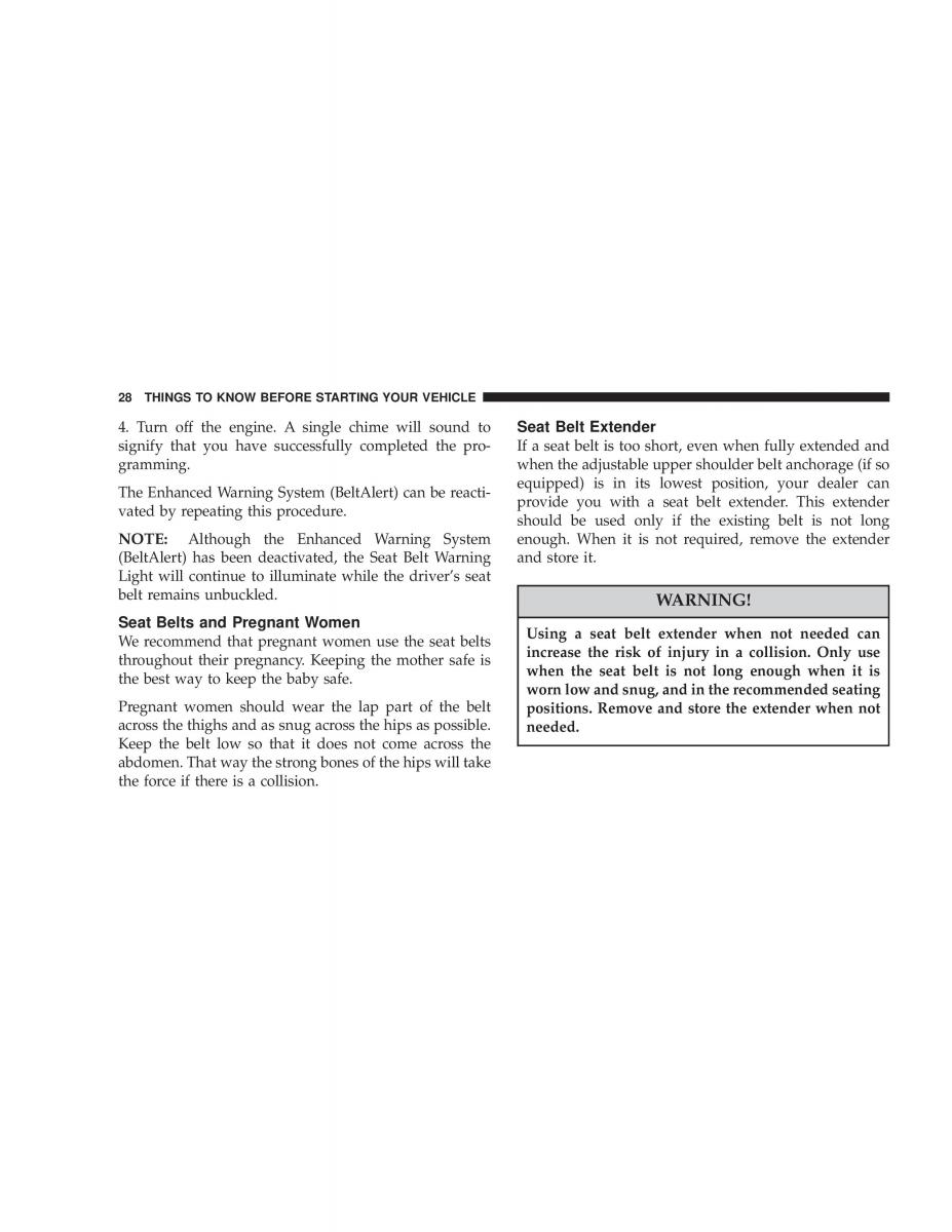 Chrysler Sebring JR27 Convertible owners manual / page 28