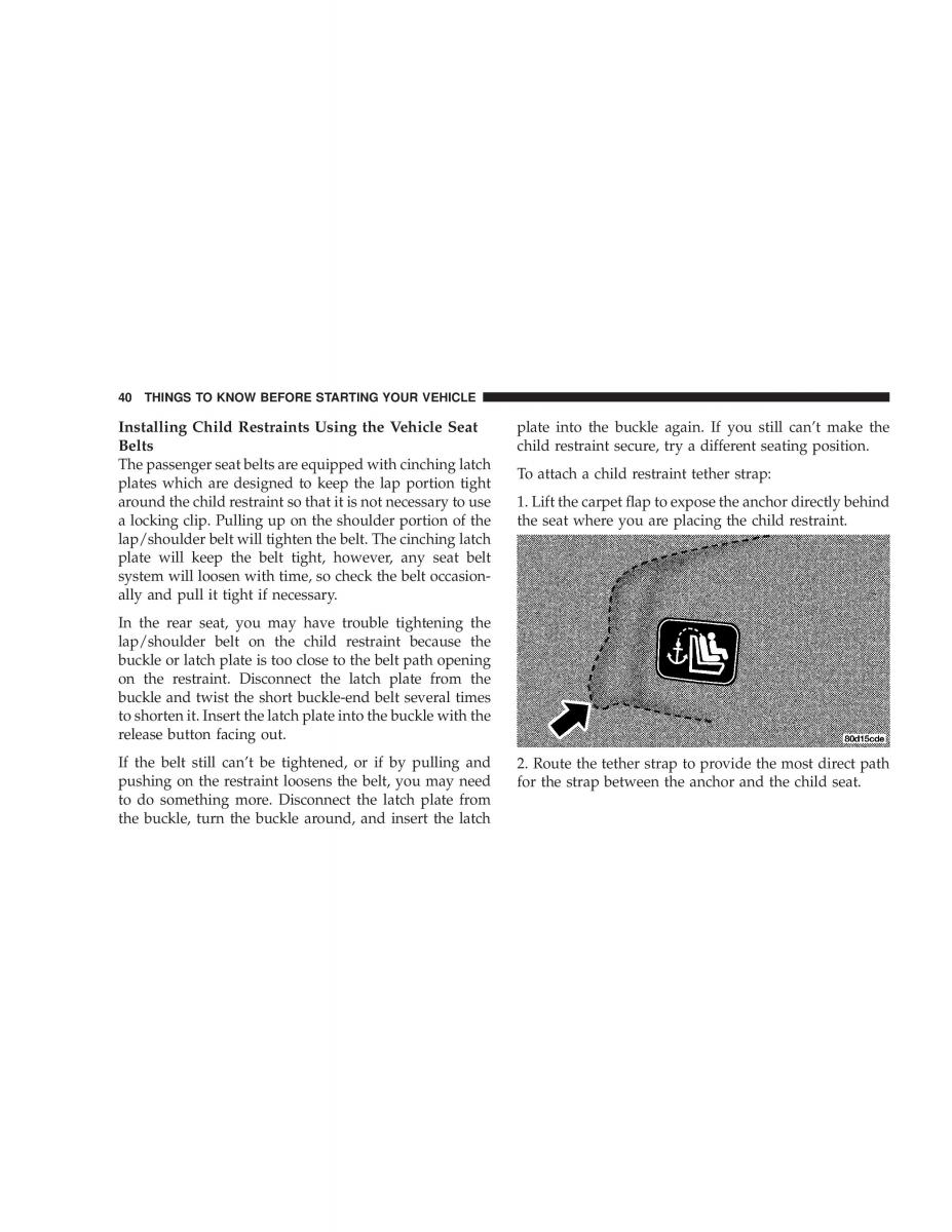 Chrysler Sebring JR27 Convertible owners manual / page 40