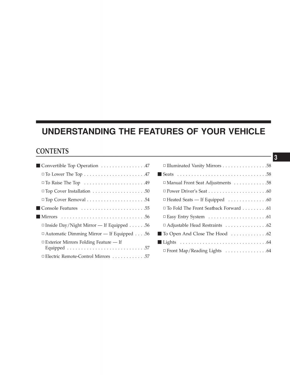 Chrysler Sebring JR27 Convertible owners manual / page 45