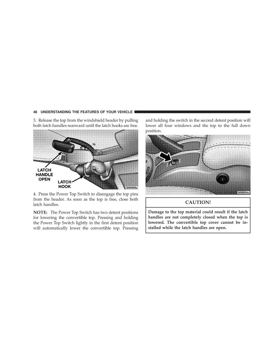 Chrysler Sebring JR27 Convertible owners manual / page 48