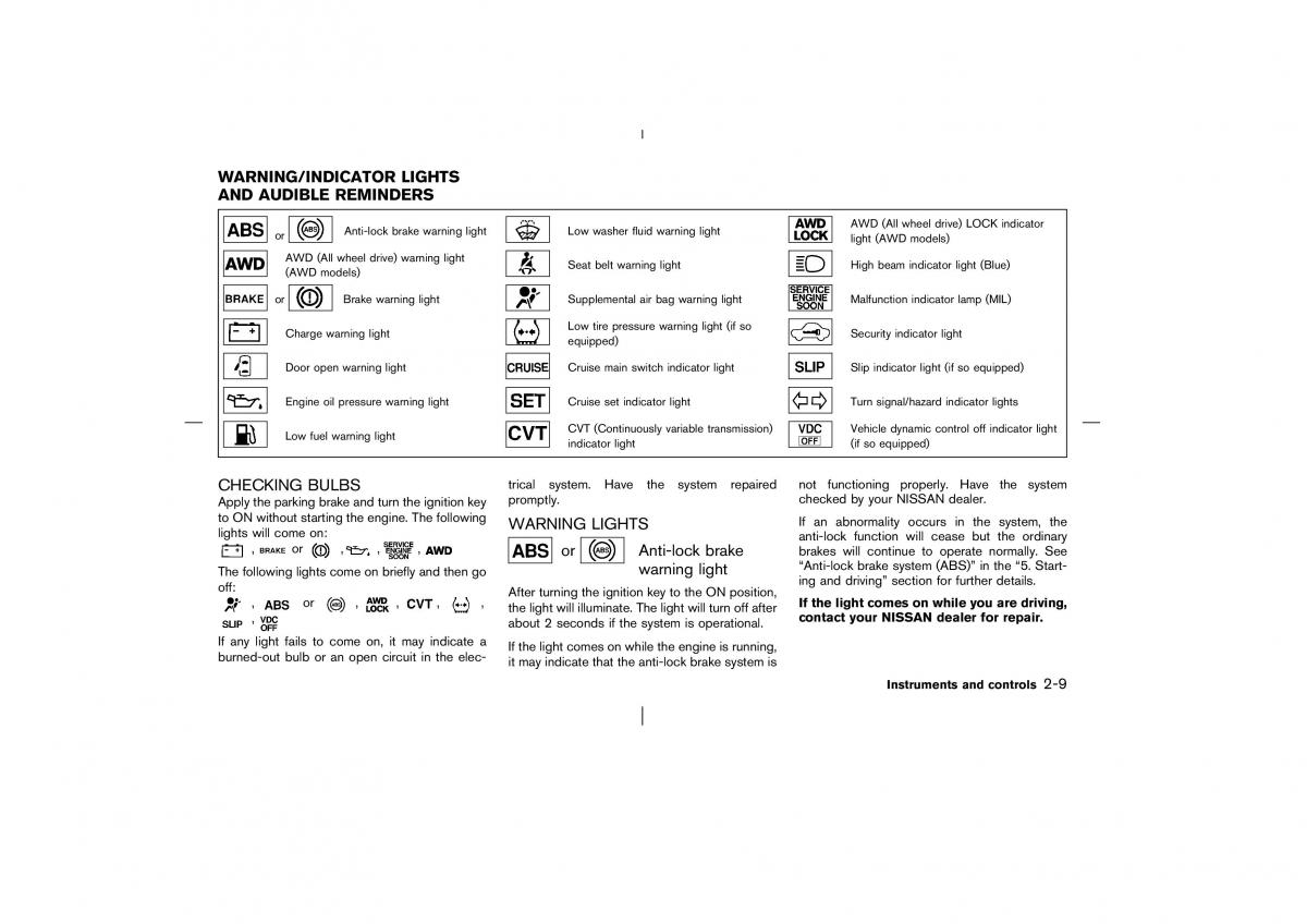 Nissan Murano Z50 owners manual / page 60