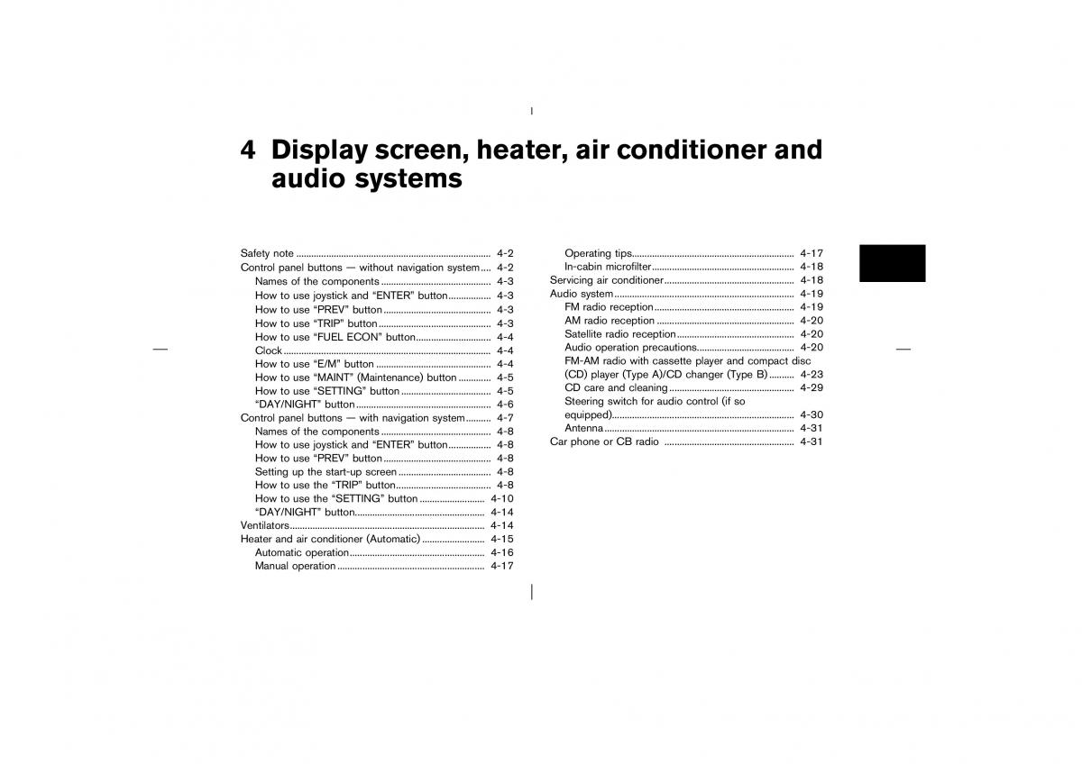 Nissan Murano Z50 owners manual / page 118