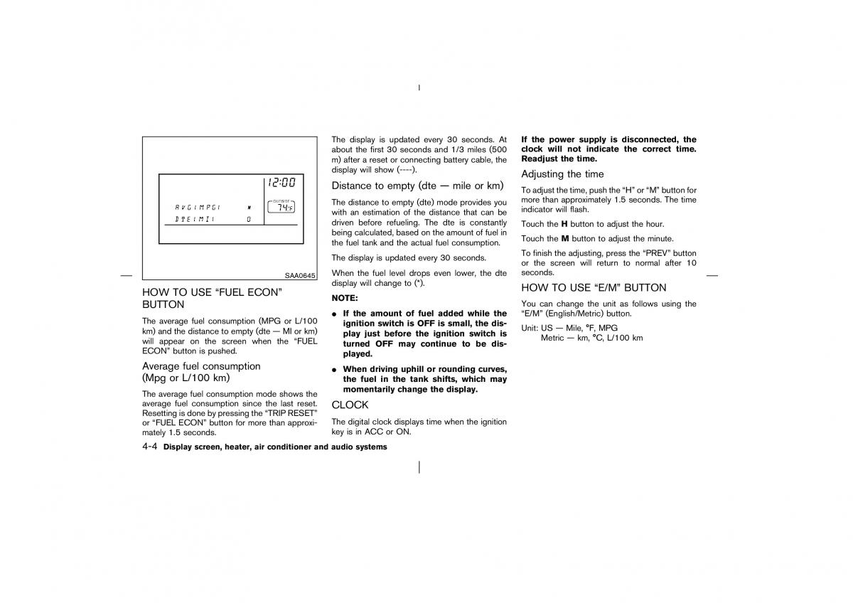 Nissan Murano Z50 owners manual / page 121