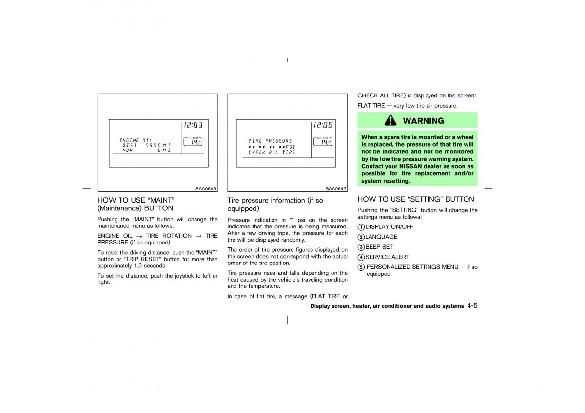 Nissan Murano Z50 owners manual / page 122