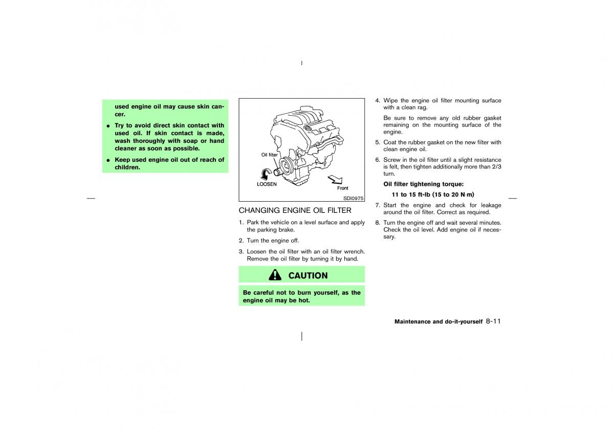 Nissan Murano Z50 owners manual / page 206