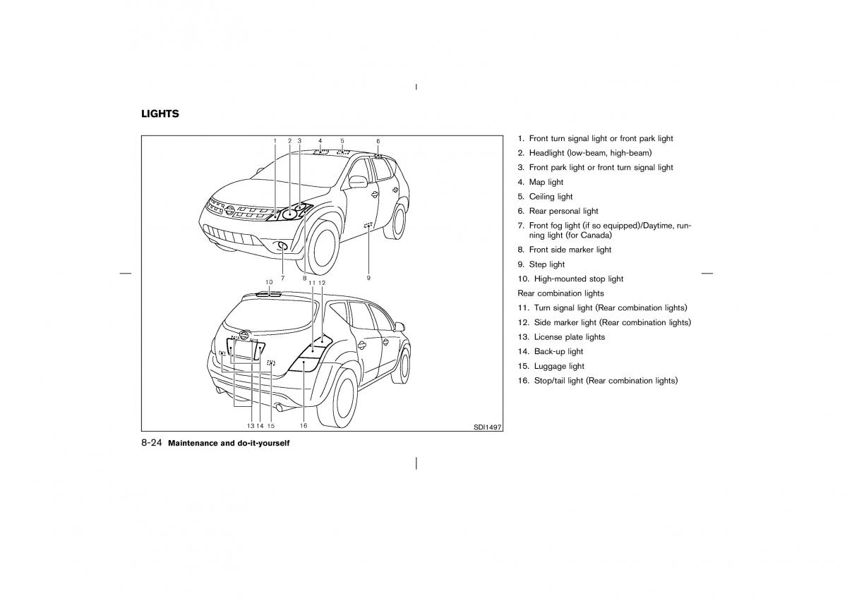 Nissan Murano Z50 owners manual / page 219