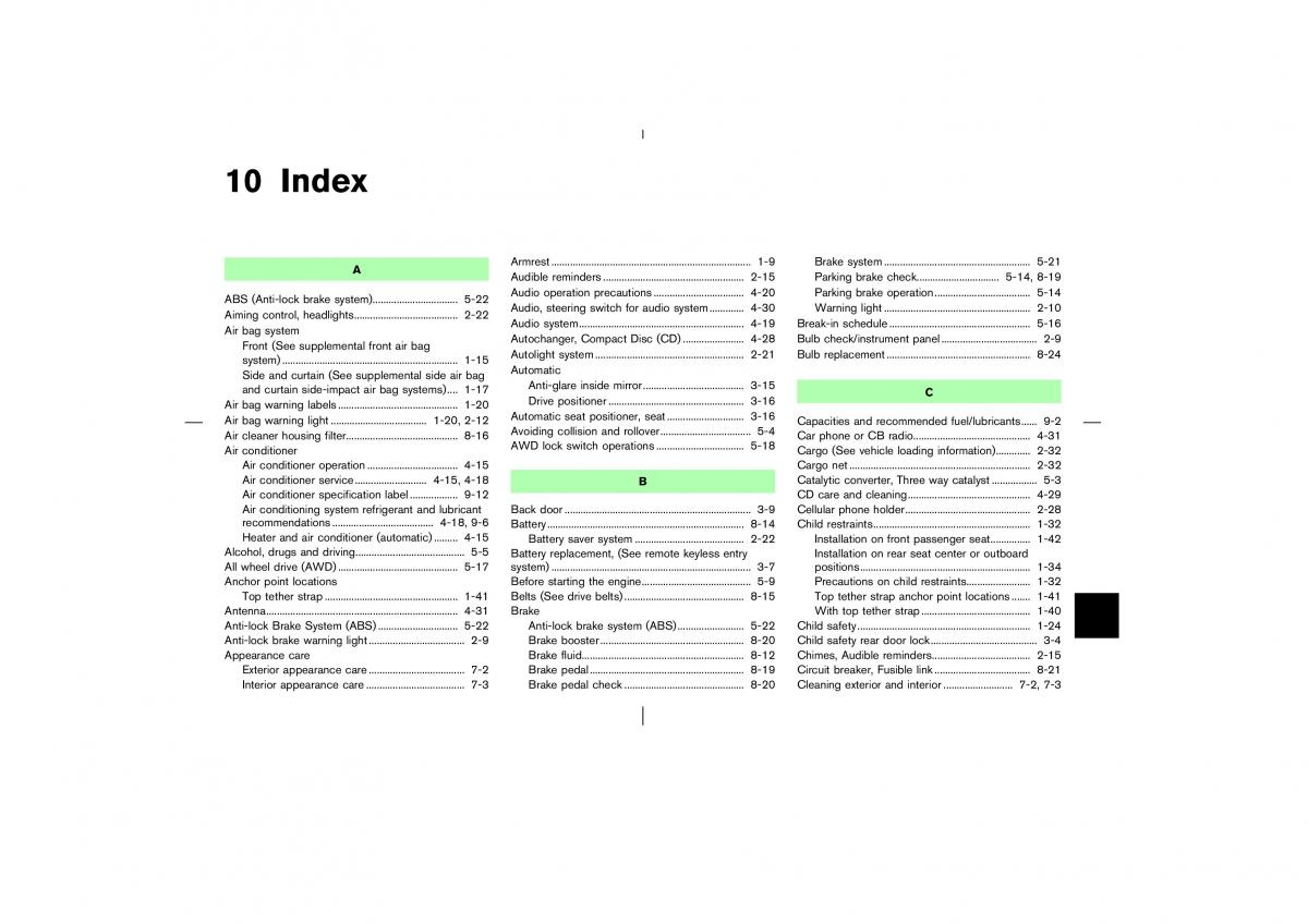 Nissan Murano Z50 owners manual / page 258