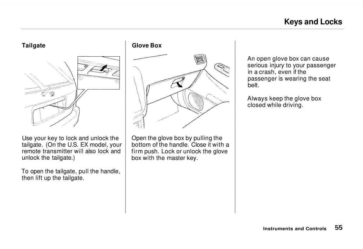 Honda Odyssey I 1 Honda Shuttle Isuzu Oasis owners manual / page 55