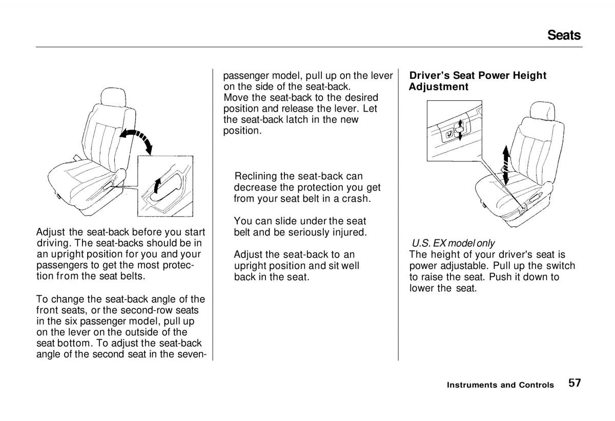 Honda Odyssey I 1 Honda Shuttle Isuzu Oasis owners manual / page 57