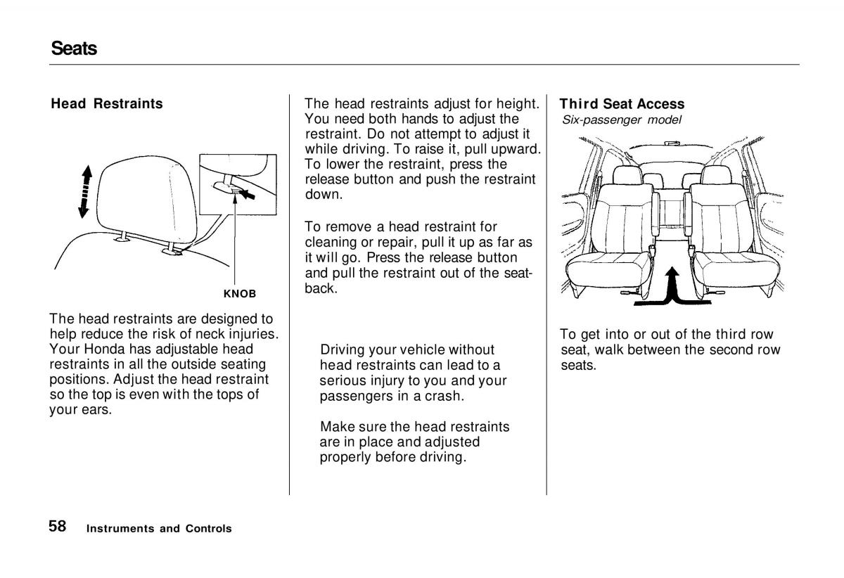 manual  Honda Odyssey I 1 Honda Shuttle Isuzu Oasis owners manual / page 58