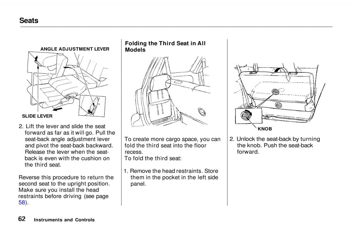 Honda Odyssey I 1 Honda Shuttle Isuzu Oasis owners manual / page 62