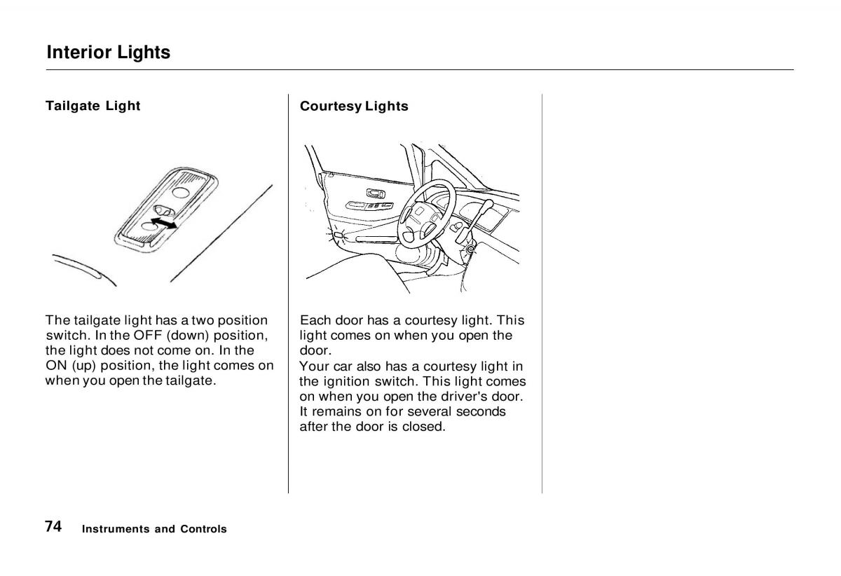 manual  Honda Odyssey I 1 Honda Shuttle Isuzu Oasis owners manual / page 74