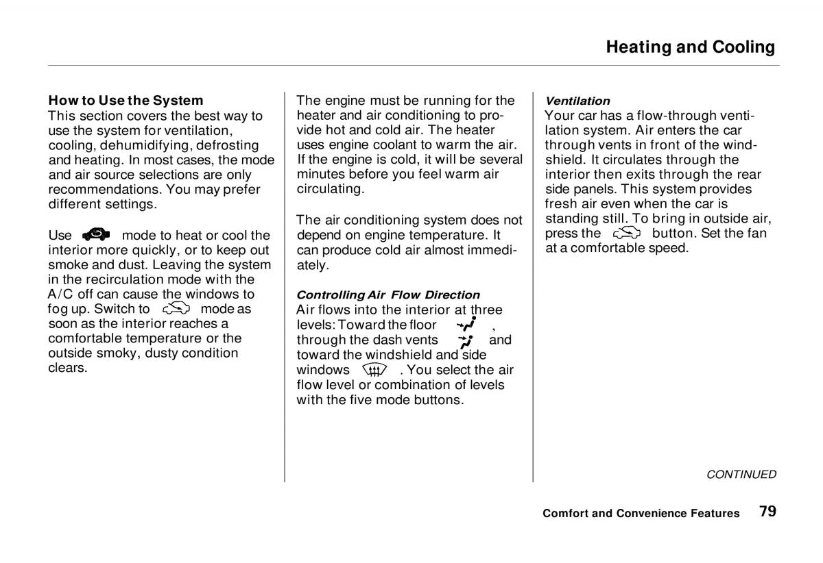 manual  Honda Odyssey I 1 Honda Shuttle Isuzu Oasis owners manual / page 79