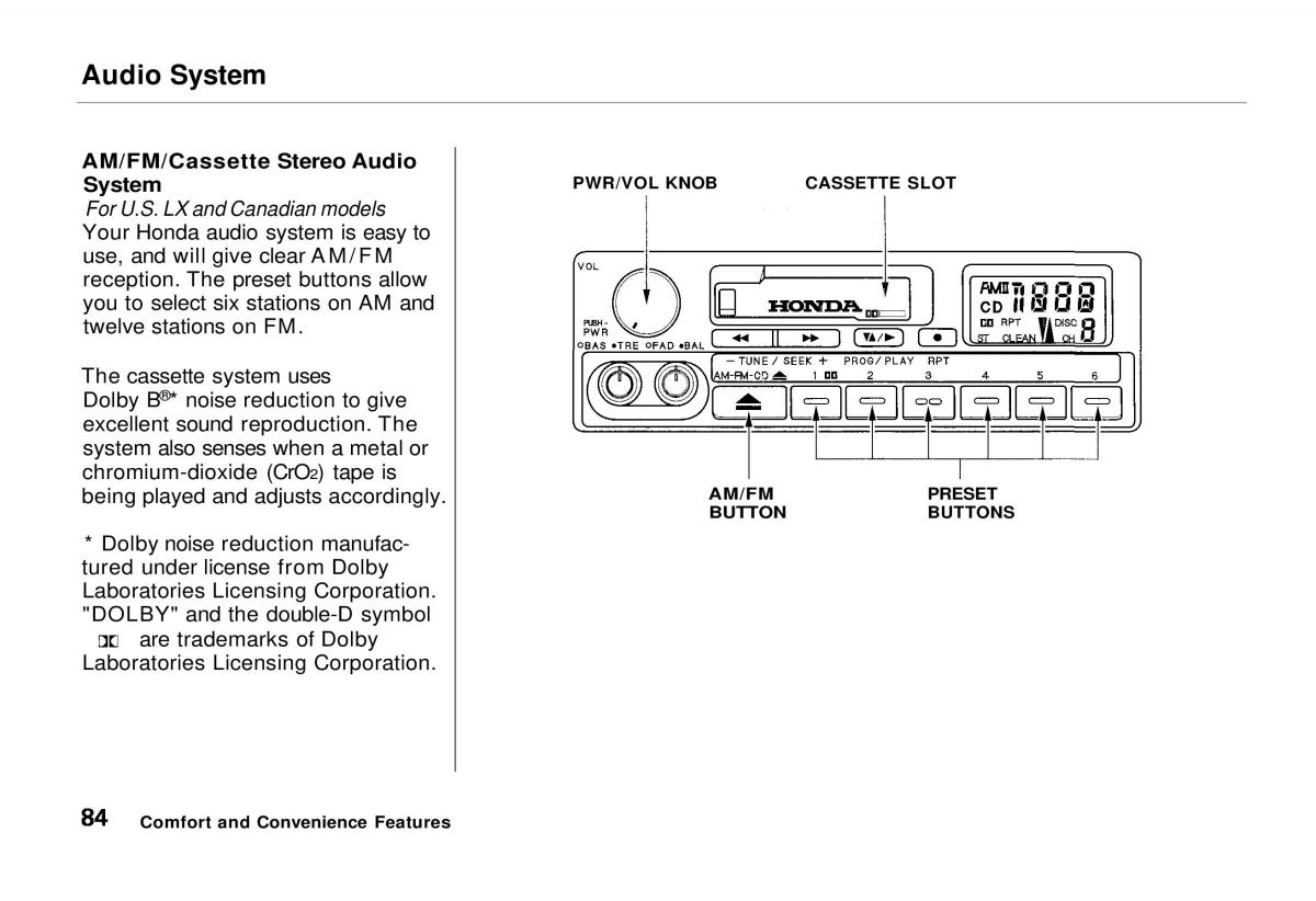 manual  Honda Odyssey I 1 Honda Shuttle Isuzu Oasis owners manual / page 84