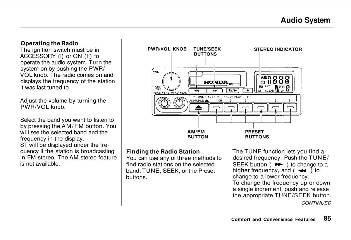 manual  Honda Odyssey I 1 Honda Shuttle Isuzu Oasis owners manual / page 85