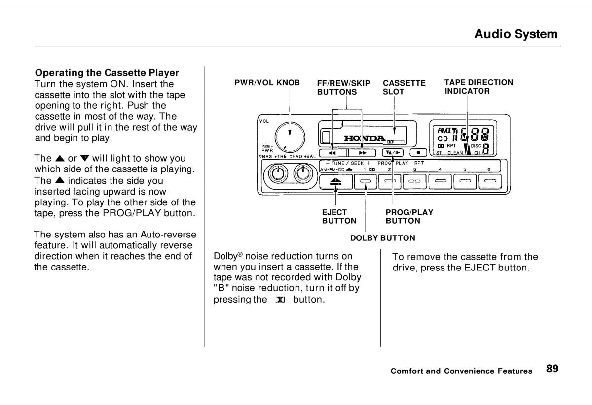 manual  Honda Odyssey I 1 Honda Shuttle Isuzu Oasis owners manual / page 89