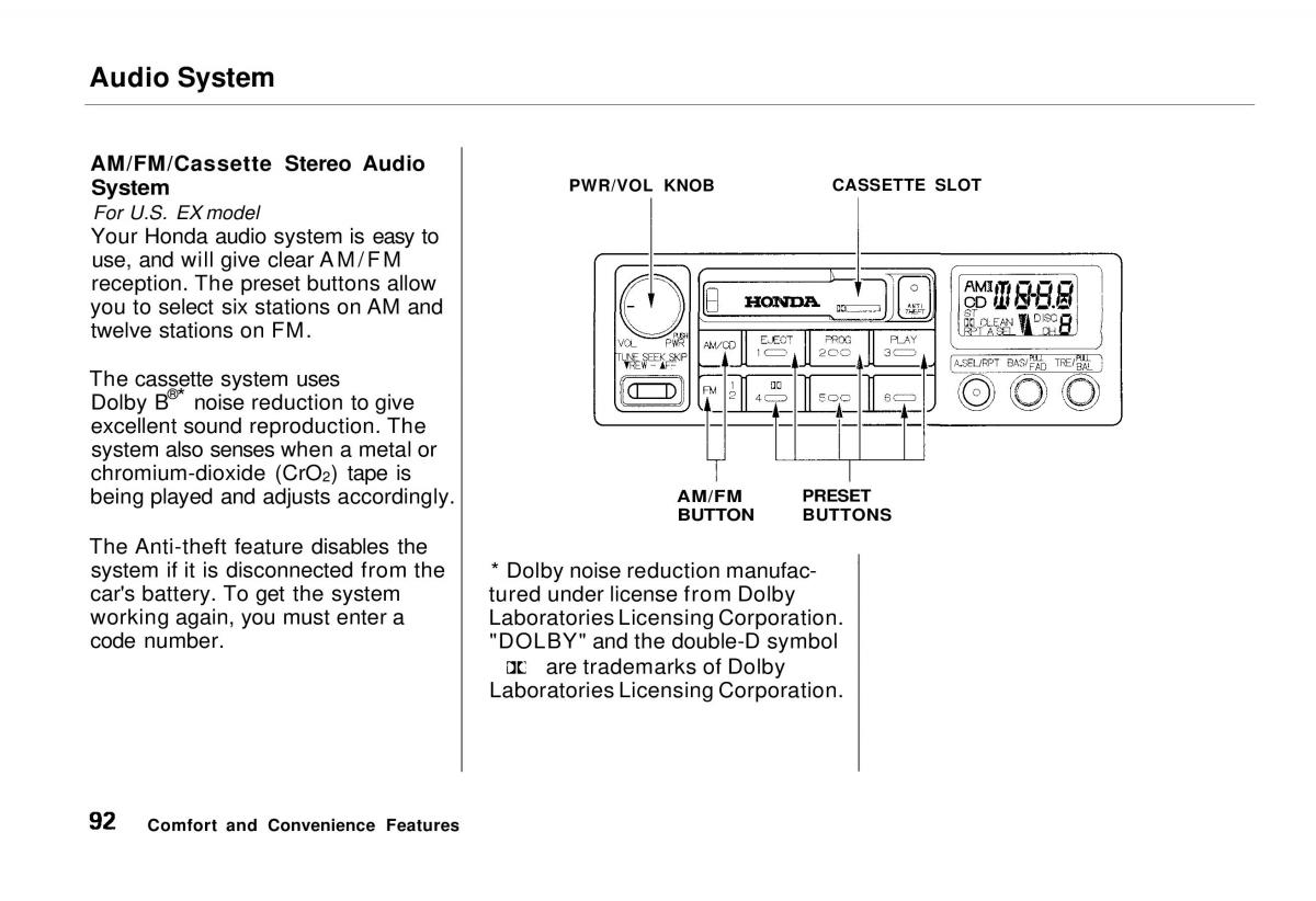 Honda Odyssey I 1 Honda Shuttle Isuzu Oasis owners manual / page 92