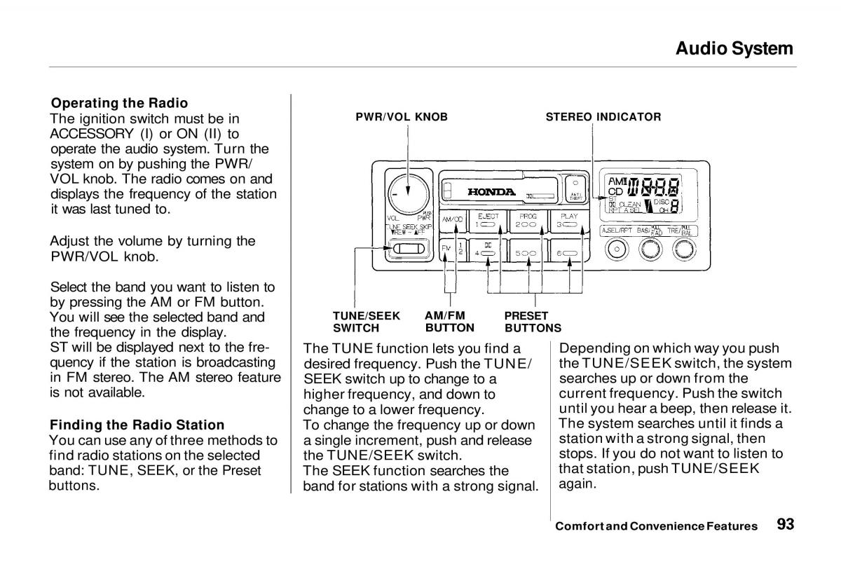 manual  Honda Odyssey I 1 Honda Shuttle Isuzu Oasis owners manual / page 93