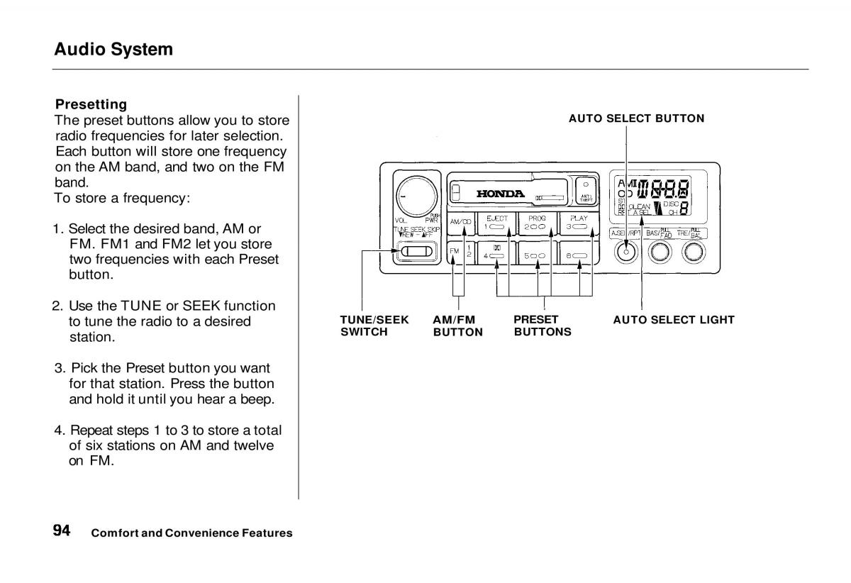 manual  Honda Odyssey I 1 Honda Shuttle Isuzu Oasis owners manual / page 94