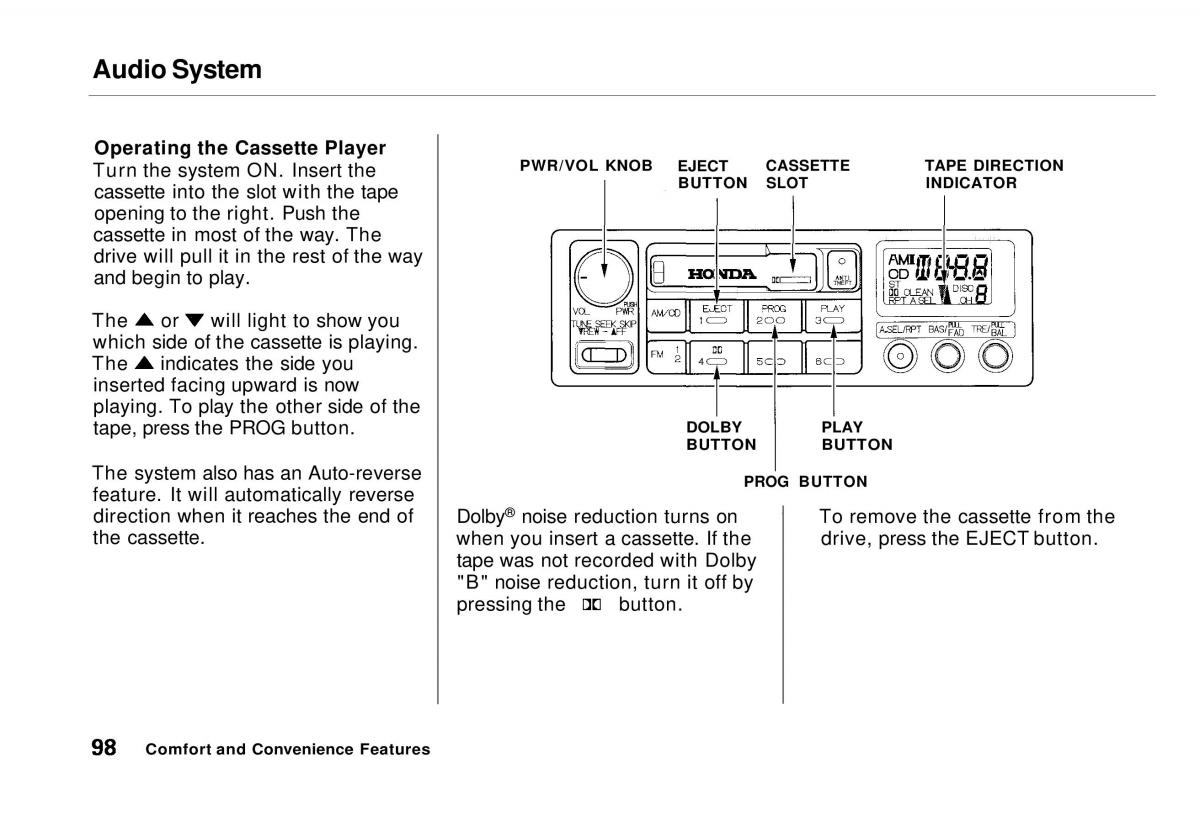 Honda Odyssey I 1 Honda Shuttle Isuzu Oasis owners manual / page 98