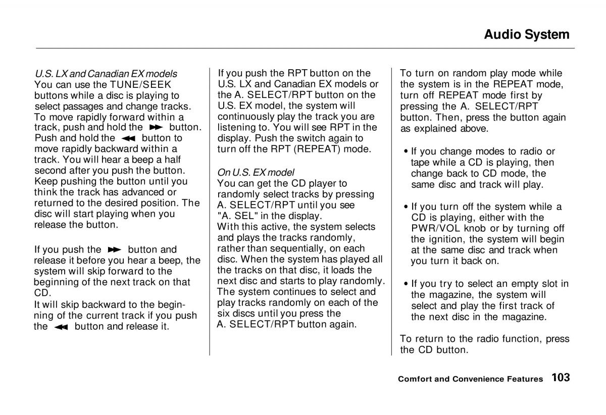 manual  Honda Odyssey I 1 Honda Shuttle Isuzu Oasis owners manual / page 103