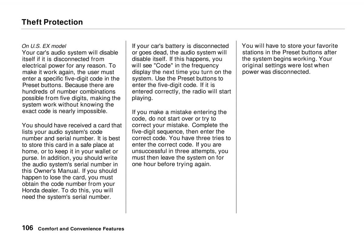 Honda Odyssey I 1 Honda Shuttle Isuzu Oasis owners manual / page 106