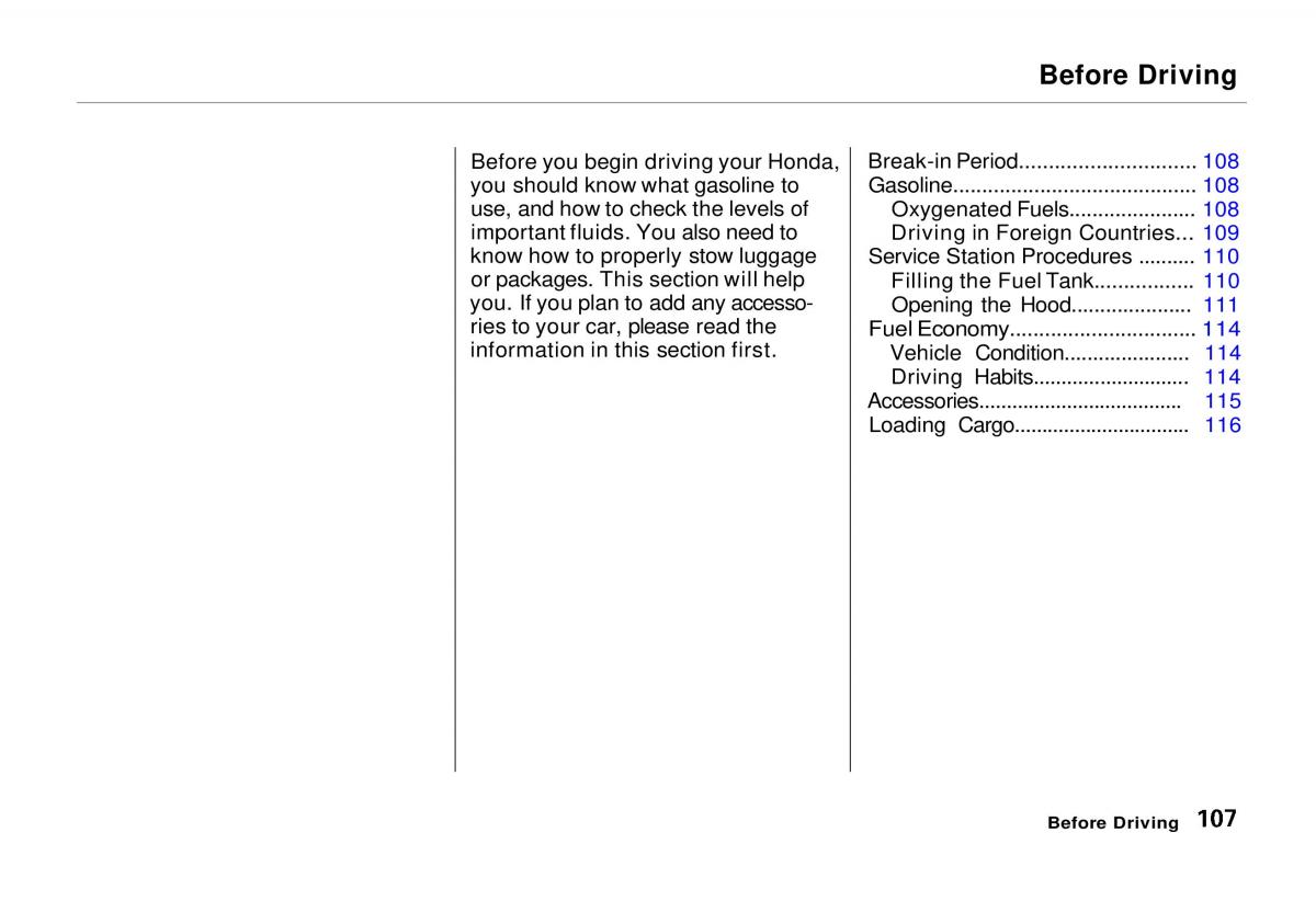 Honda Odyssey I 1 Honda Shuttle Isuzu Oasis owners manual / page 107