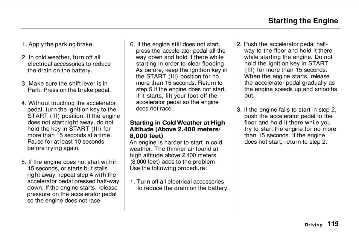 manual  Honda Odyssey I 1 Honda Shuttle Isuzu Oasis owners manual / page 119