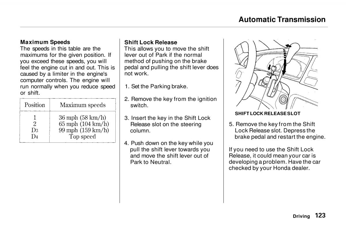 Honda Odyssey I 1 Honda Shuttle Isuzu Oasis owners manual / page 123