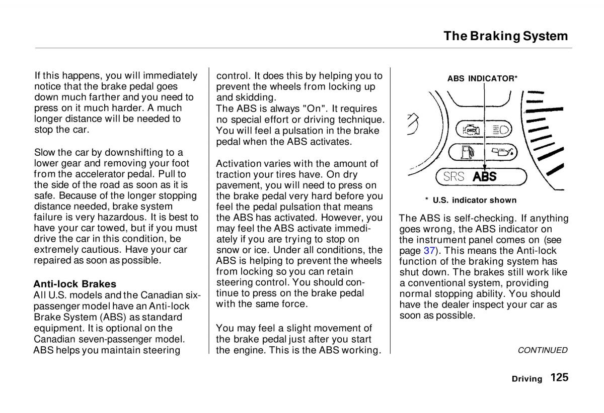 Honda Odyssey I 1 Honda Shuttle Isuzu Oasis owners manual / page 125