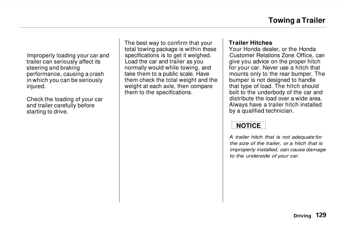 Honda Odyssey I 1 Honda Shuttle Isuzu Oasis owners manual / page 129