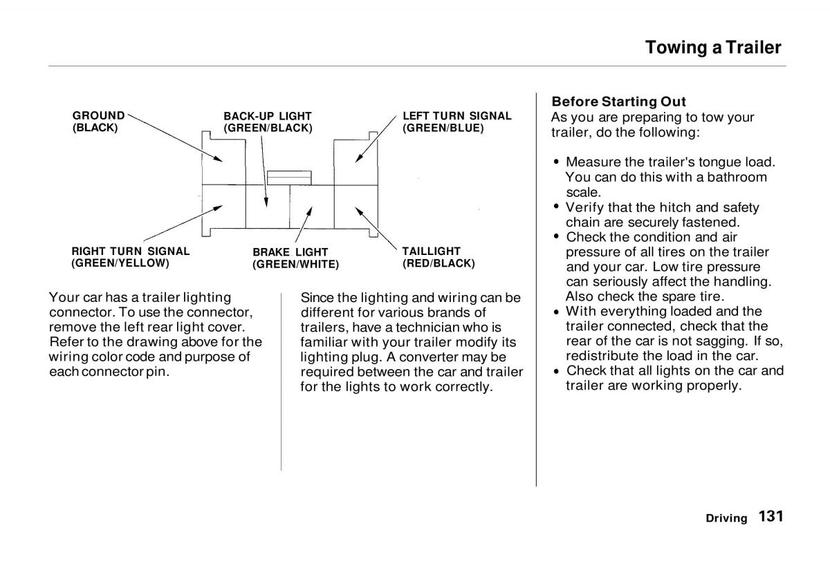 Honda Odyssey I 1 Honda Shuttle Isuzu Oasis owners manual / page 131