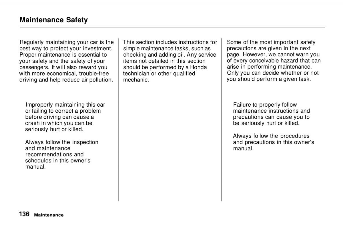 Honda Odyssey I 1 Honda Shuttle Isuzu Oasis owners manual / page 135