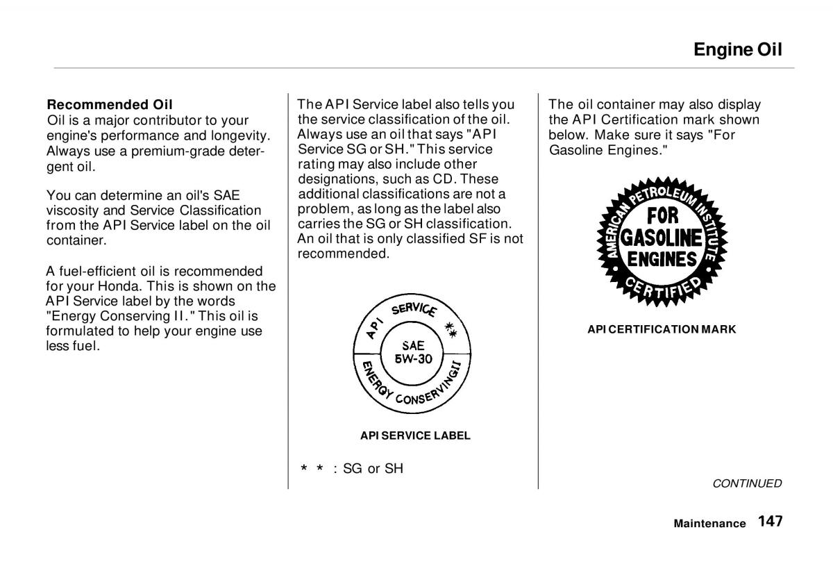 Honda Odyssey I 1 Honda Shuttle Isuzu Oasis owners manual / page 146