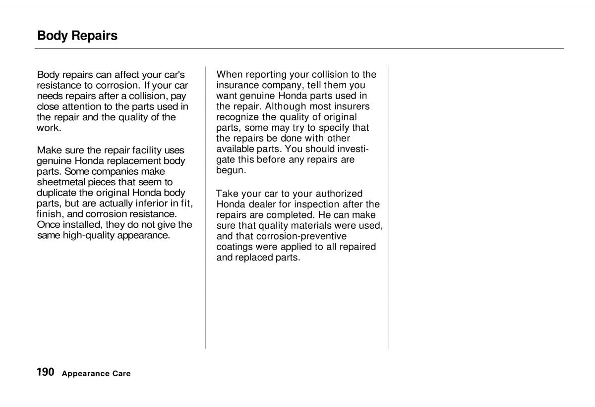 Honda Odyssey I 1 Honda Shuttle Isuzu Oasis owners manual / page 189