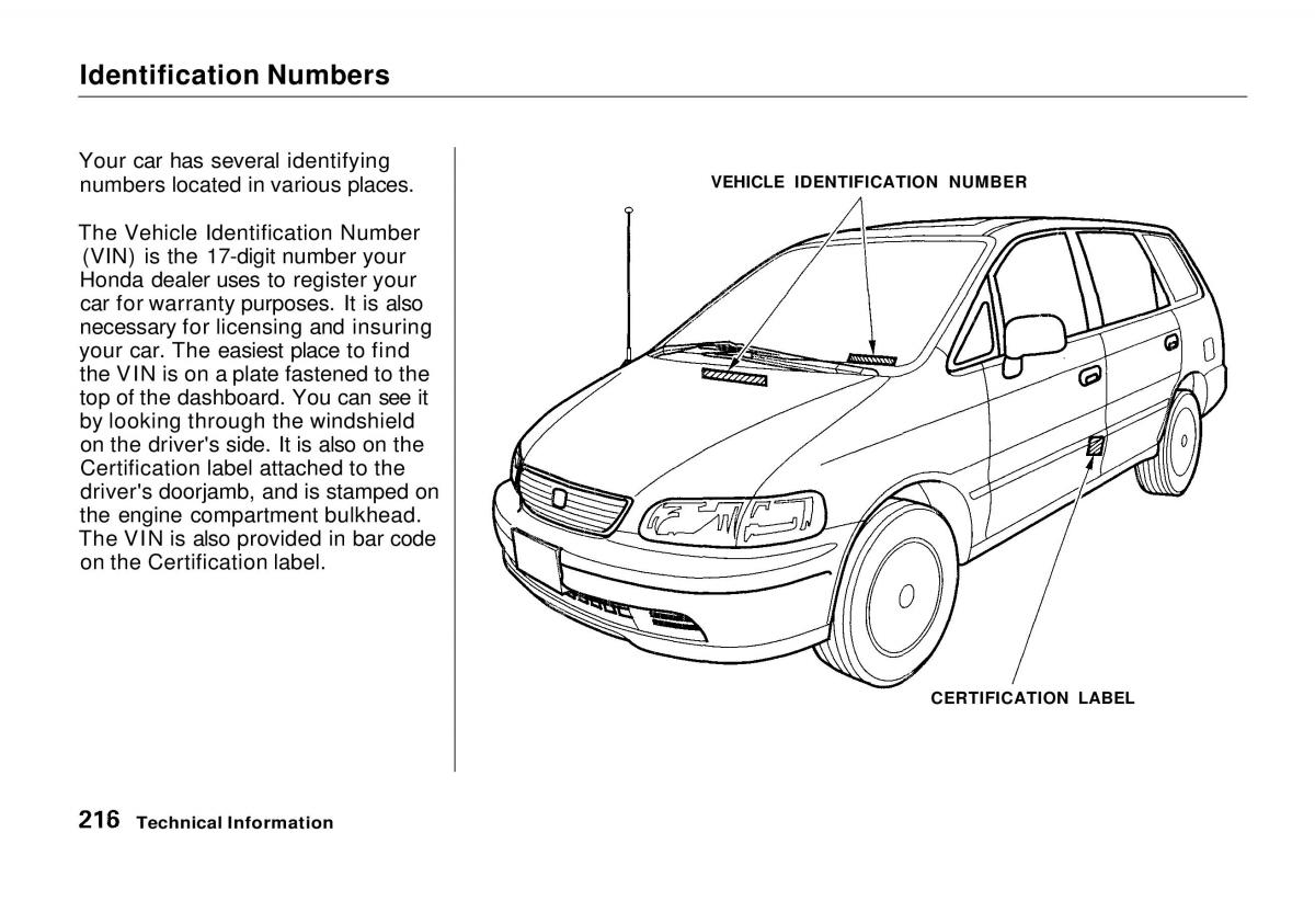 manual  Honda Odyssey I 1 Honda Shuttle Isuzu Oasis owners manual / page 214