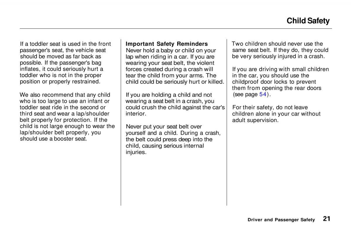 manual  Honda Odyssey I 1 Honda Shuttle Isuzu Oasis owners manual / page 22