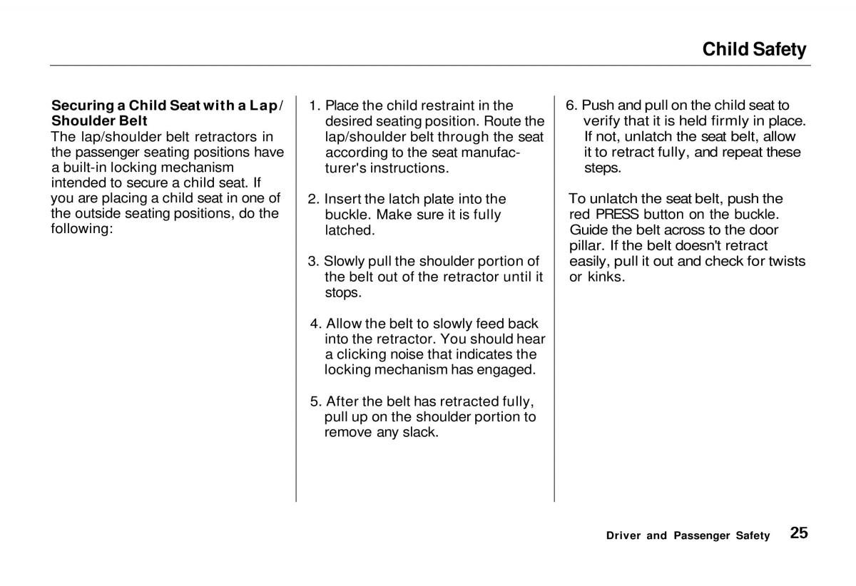 Honda Odyssey I 1 Honda Shuttle Isuzu Oasis owners manual / page 26