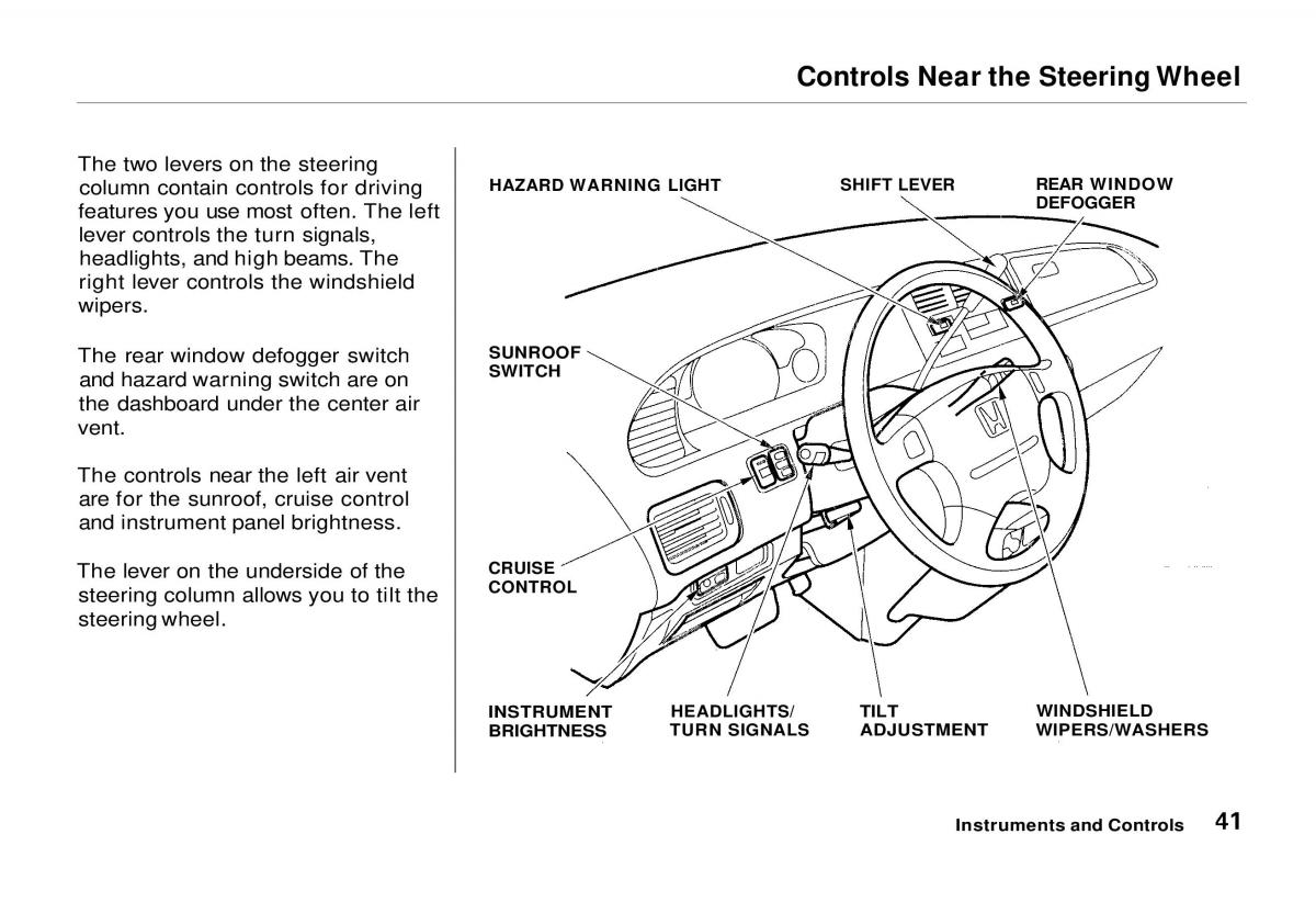 Honda Odyssey I 1 Honda Shuttle Isuzu Oasis owners manual / page 41