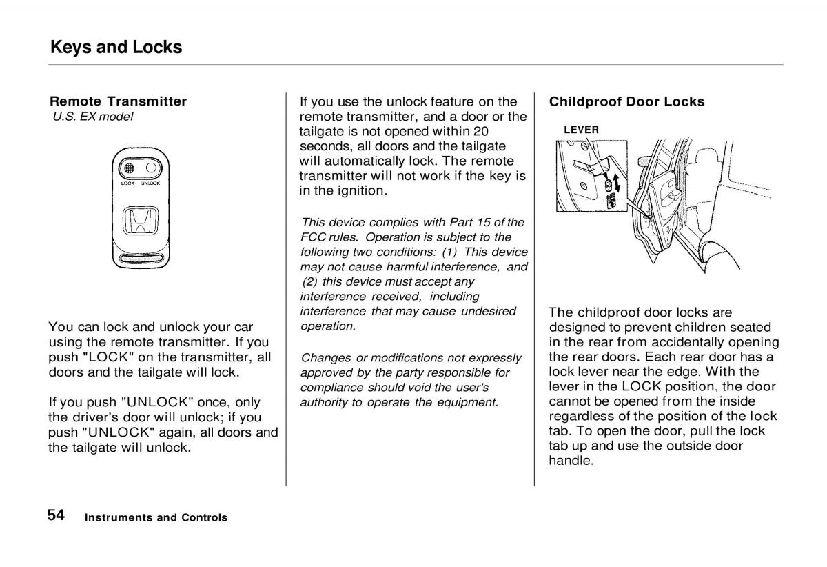 manual  Honda Odyssey I 1 Honda Shuttle Isuzu Oasis owners manual / page 54