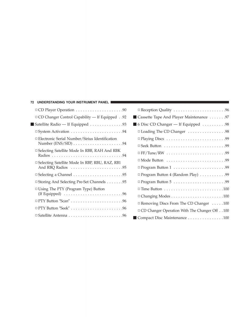 Chrysler Neon II 2 Dodge Neon owners manual / page 72